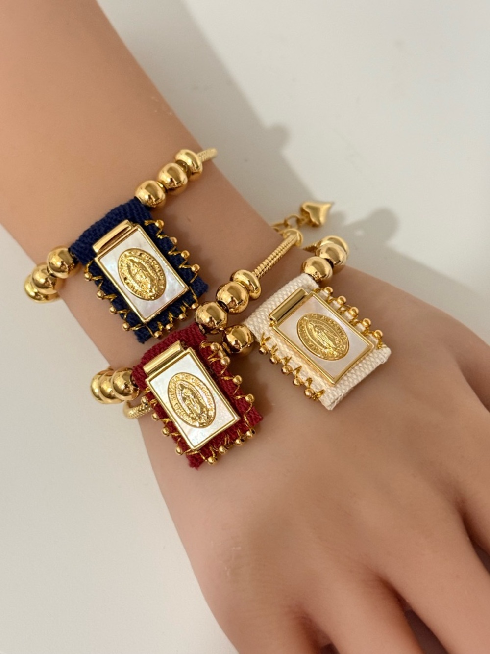 Handmade Guadalupe Bracelet Gold Pendant Bracelet - Picture 2 of 5
